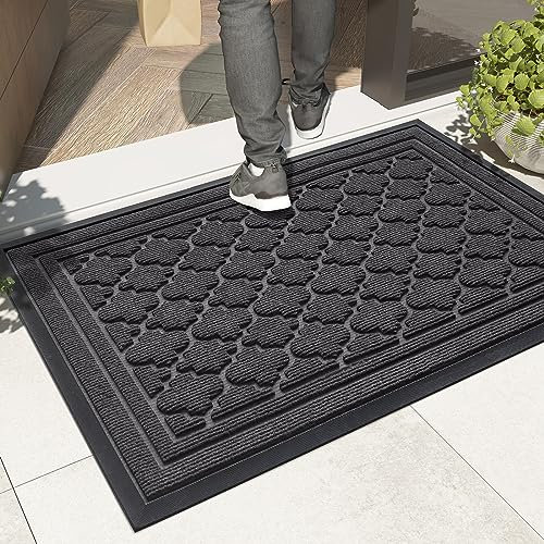 Color G Fußmatte Außen Robuster 60 x 120 cm, rutschfest Fussmatte Aussen, Waschbar Schmutzfangmatte Outdoor Wetterfest für Haustür, Eingang, Balkon (Grau)