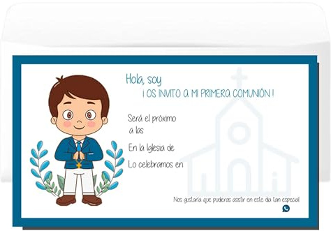 Tarjeta de invitacion Comunion, Lote de invitaciones de comunion, invitacion para comuniones niño, invitacion comunion niña (Tarjetas Invitación Comunión NIÑO)