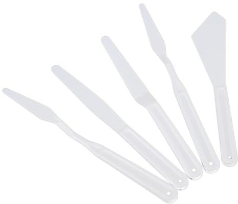 Set di 5 spatole in plastica, per artisti e pittori, coltello da pittura, spatola da pittura, strumento per pittura, pittura acrilica, colori tempera, pittura a olio