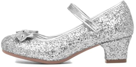 Lilley Sparkle Lacey Kids Silver Glitter Heel - Size 8 Child UK - Multicolour