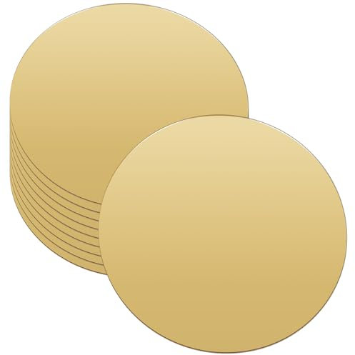 Foppla 10 piastrelle a specchio autoadesive, in acrilico, per esporre candele, centrotavola per matrimoni, vassoio circolare per la casa, decorazione (oro)