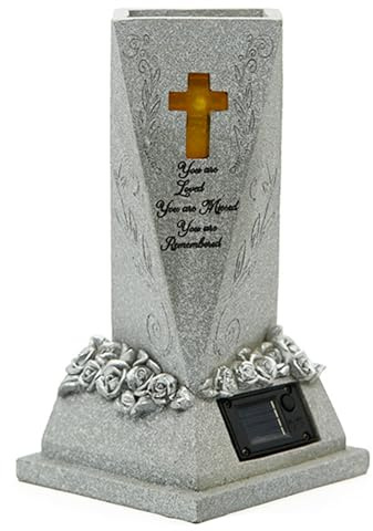 Graveyard Memorial Vase - Cemetery Grave Flower Vase, Solare A Light Pot | Statua Del Cimitero Dipinto A Mano Decorativo, Contenitore Di Fiori Tomba Per Esterni Per Prato, Cortile, Display Tributo