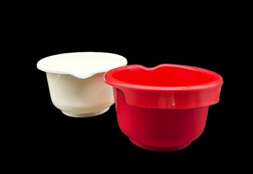 Kimmel 2 Stück Rührschüssel 2,5 Liter Backschüssel Teigschüssel Salatschüssel Schüssel Bowl Plastikgeschirr Kunststoffschüssel, Farbe weiß und rot, Mehrweggeschirr
