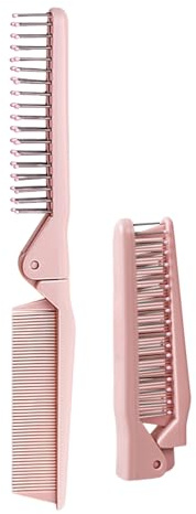 Dual-Head Folding Hair Brush Comb | Compact Portable Travel Size with Soft Bristles & Anti-Static for Curly Straight Hair Lightweight Pocket-Sized Essential for Women Men Salon Gym Daily Styling Pink