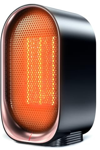 Stufa Elettrica Basso Consumo,1000W Stufetta Elettrica da Bagno Portatile con 2 Livelli, Protezione Surriscaldamento e Ribaltamento, per Bagno, Casa, Ufficio, Camera, Nero