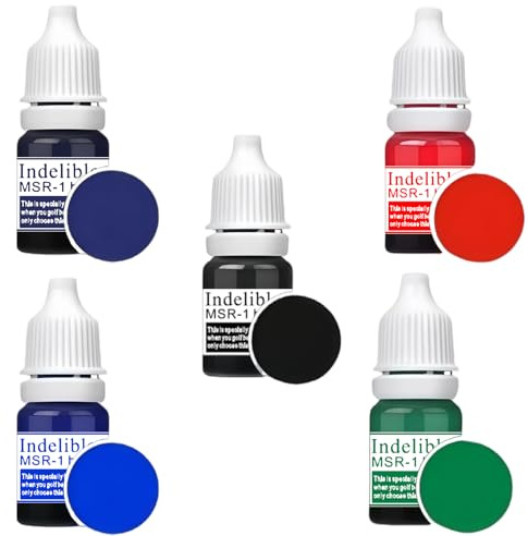 BROKANER Quick Drying Waterproof Ink Refill for Golf Ball Stamps 2-Pack, 3-Pack, 5-Pack, 0.1oz per Bottle, 5 Colors Available