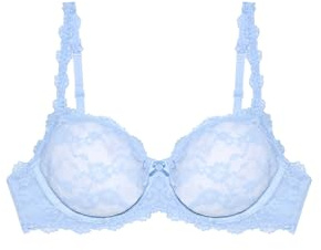 YAMAMAY - Reggiseno Balconcino con Ferretto, Azzurro, Linea Fancy Lace, Donna, 3B