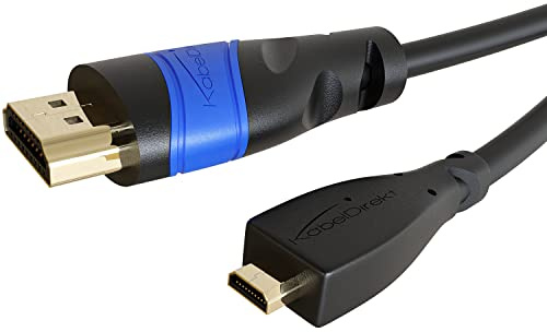 Micro HDMI cable with break-proof design – 2m (HDMI-A to Micro-HDMI, bidirectional, 4K@60Hz for Ultra HD, High Speed with Ethernet, for Tablets/Cameras/Raspberry Pi, black) – CableDirect