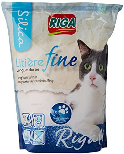 Riga - Rigalit Feinkörnig - Hyperabsorbierendes Katzenstreu Mineralischen Ursprungs - Silica-Gel - Feine Körnung - Geruchsabsorbierend - Bakterienhemmend 1.6 kg (1er Pack)