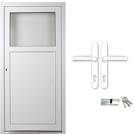 kuporta Kunststoff Kellertür Jasmin weiß nach Maß DIN rechts nach außen öffnend mit Drücker/Drücker