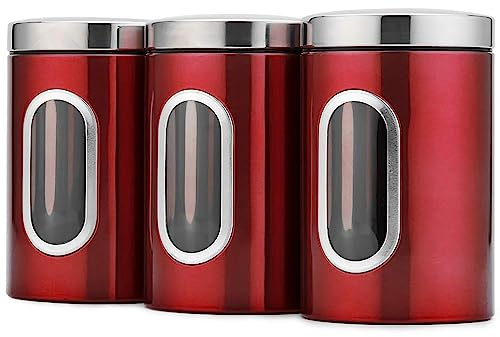 JENNIMER, tres latas de azúcar, té, café, caramelo, acero inoxidable, ventanas transparentes.