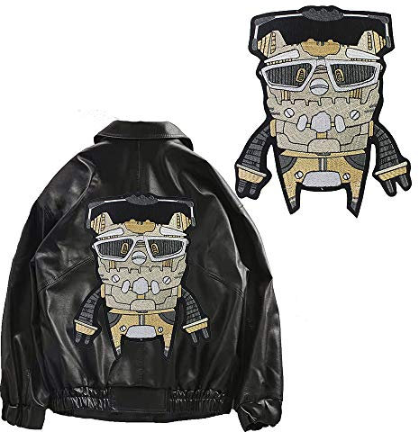 EMDOMO Embroidery Robot Patches Iron on for Clothes Heat Transfer Stickers Jacket Back Badges1 piece