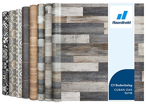 Floordirekt PVC Bodenbelag Meterware nach Maß Vinylboden, CV Linoleum für Küche & Balkon in Holzoptik, Fliesenoptik, Steinoptik - robust & pflegeleicht 100 x 100 cm | Plaza | Cuban Oak 967m