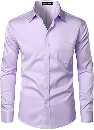 PARKLEES Chemise boutonnée élégante à coupe ajustée, manches longues et poche, style urbain, décontracté ou habillé, pour homme