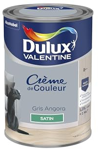 Dulux Valentine Crème de Couleur - Peinture multi-supports intérieure - Satin Gris Angora 1,25 L