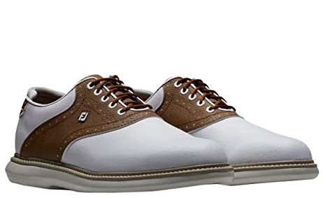 Footjoy Traditions, Scarpe da Golf Uomo, Bianco Khaki Grey, 42.5 EU