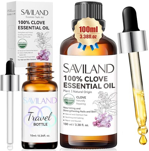 Saviland 100ml Nail Cuticle Oil: 100% Natürlich Flieder Nagelpflegeöl Pflege für Nägel & Nagelhaut Nagelöl Nagelhautöl Nagelstärkungsöl Mit Bio-Ölen VitaminE Vegan (mit Glasflasche + Pipette + Pumpe)