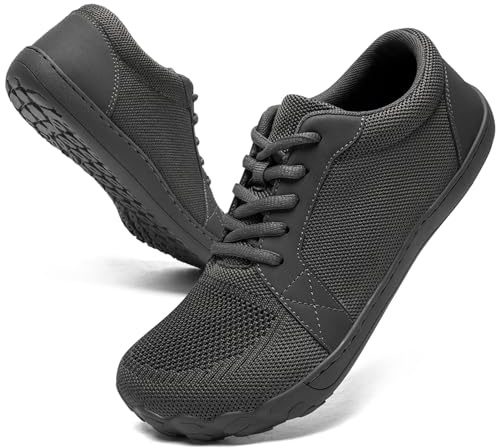 YRLTYO Zapatillas Barefoot Minimalistas Hombre Casual para Antideslizante Calzado Zero Drop Ligeros Zapatos de Trail Running Gris 40