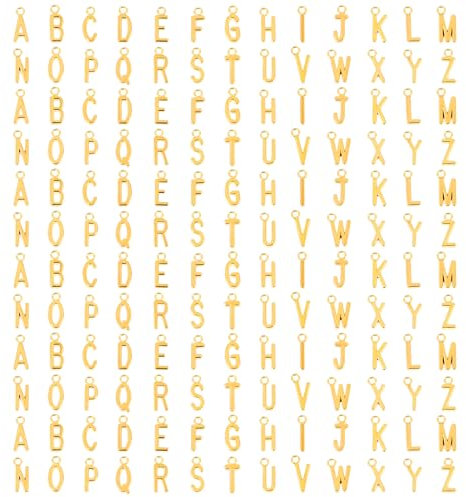 Andibro 156 Stück/6 Sets Letter A-Z Charms, Mini Großbuchstaben A-Z Anhänger für Armband Halskette Zinklegierung Alphabet Charm Gold Buchstabe Anhänger Hypoallergene für DIY Schmuckherstellung