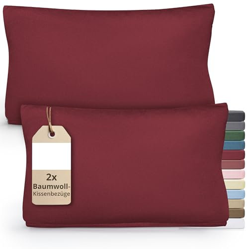 Greenline Kissenbezug Premium Jersey aus 100% Baumwolle Bordeaux Rot Doppelpack (2X) 40 x 80 cm Kissenhülle Kissenbezüge