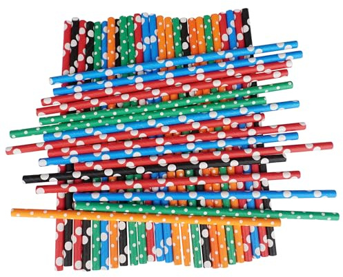Confezione da 1000 cannucce di carta biodegradabili, spesse e non sporche, prive di plastica, riciclabili, durevoli, per bere, succhi di frutta, caffè e bevande fredde, ecologiche, per feste, colori
