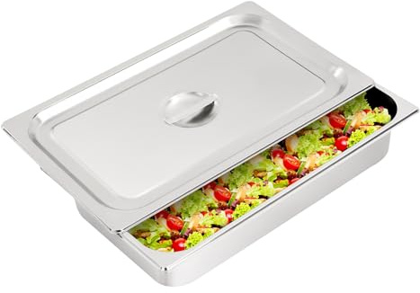 4 contenitori in acciaio inox, per hotel, catering buffet, in acciaio inox, per chafing dish, scaldavivande da tavolo con coperchio, per porzioni di catering, arrosti, cottura e torte