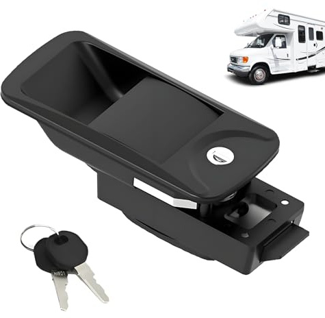 Ysislybin RV Door Lock Replacement, Zinc Alloy RV Door Locks Replacement RV Camper Entry Door Latch with 2 Keys, Trailer Door Lock Handle RV Security Locks for RV Motorhome Travel Trailers