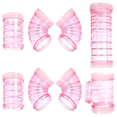 Gadpiparty Tunnel pour Hamster DIY Plastique Rose Tube de Connexion Extérieur pour Cage à Petits Animaux Labyrinthe Modulable pour Étendre Espace de Vie des Hamsters et Souris