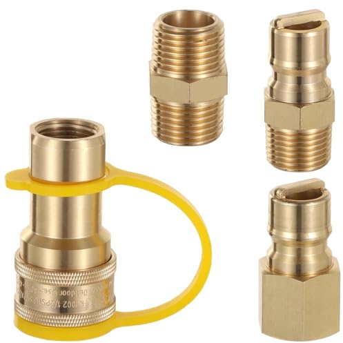 4 Pcs 1/2 Inch Natural Gas Quick Connect Fittings Kit, Leak-Proof Brass Gas Connectors with Seal Tape and Dust Caps for BBQ, Camping, and Home Use