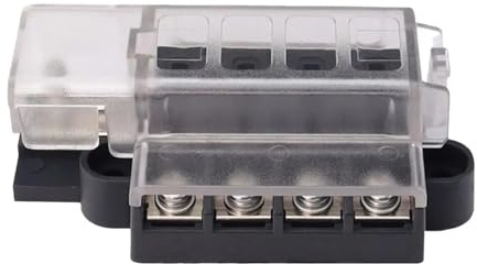 Boîte à fusibles 4 Voies 1 en 4 Sorties, Support de boîte à fusibles étanche Universel for UTV Auto Camion Bateau Voiture Automobile