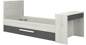 Mobelcenter Cama Nido Juvenil Shipley Reversible con Escritorio de 90x200 cm, Color Cascina y Sombra, Medidas: Ancho: 237,5 cm x Fondo: 98,7 cm x Alto: 100,5 cm (1640)