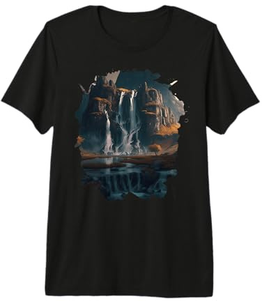 Une Cascade majestueuse au Milieu d'une Nature intacte T-Shirt Haut de Gamme
