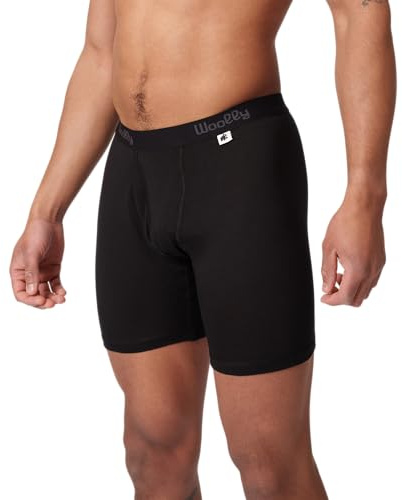 Men's Merino Boxer Brief, 7 Inseam By Woolly | RWS Certified | Soft, Stink Free, Seattle Designed - Black - L