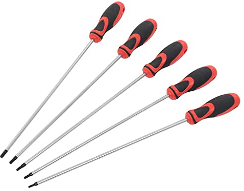 vidaXL Torx Schraubendreher Set 5-tlg. Schraubenzieher Set Schlüssel KFZ Werkzeug Werkstatt T15 T20 T25 T27 T30 300 mm T-Profil Isolierter Griff