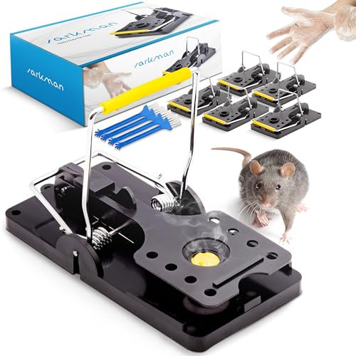 sarkman 6x Extra Large Rat Traps That Kill Instantly - Heavy Duty Rat Trap for Indoors & Outdoors | Full Pest Control Kit with Reusable Snap Trap, Gloves & Cleaning Brush