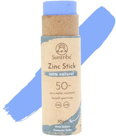 Suntribe Mineralischer Bio-Sonnenstift mit Zink LSF 50/30 g, Ozean Blau - 100% Natürlich, Riffsicher, Mineralischer UV-Filter - Sehr Wasserfest, Zero Waste - Gewinner Beauty Shortlist Awards
