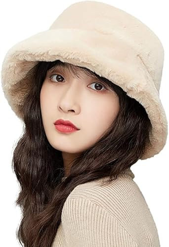 ITODA Wintermütze Damen Fischerhut Kunstfell Damenmütze Winter Fischermütze Mädchen Winterhut Weich Warm Eimerhut Flauschig Kunstfellmütze Windschutz Freizeitmütze Modern Pelzmütze Outdoor Freizeit