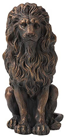 glitzhome Magnesium Oxide, Fibre Glass GH20387 Guardian Standing Lion Outdoor Statue, Bronze