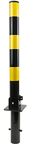 Streetwize - Buried Folding Parking Post, Yellow/Black Striped - Heavy Duty Parking Barrier - Car Anti-theft Post