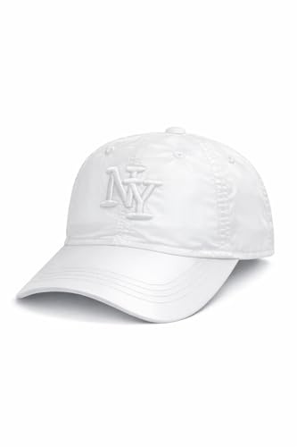 BLUECHOLON NY broderad 6-panel barnmössa med justerbar stängning med broderade ventilationshål barnmössa flickor pojkar 4–13 år, Vit, 48