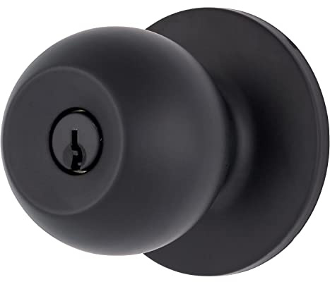 BRINKS Pomo de puerta de entrada con llave de transición, negro mate - Diseñado para hogares tradicionales y de transición y se mezcla perfectamente con decoración interior