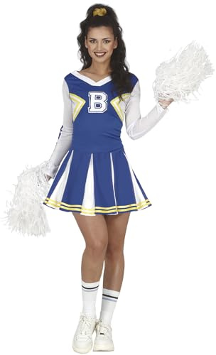 FIESTAS GUIRCA | Disfraz de Animadora Adulta (38-40/M) - Vestido de Cheerleader - Disfraces Deportivos para Halloween, Carnaval y Fiestas de Disfraces - Ideal para Adultos - Azul y Blanco