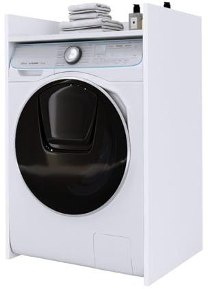 3E 3xE living.com Armadietto da bagno per lavatrice, con ripiano resistente, 64 cm x 97,5 cm x 50 cm, ripiano bagno, colonna bagno