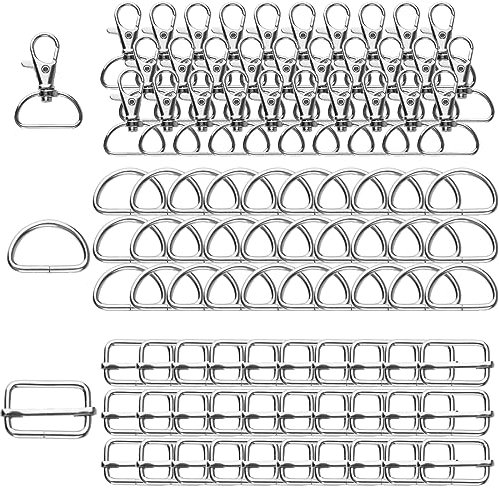 FAMCUCHE 90 Stück Schlüsselanhänger Karabiner D Ring, Metall D Ringe 25mm, Karabinerhaken Für Taschen, Taschenzubehör Zum Nähen Für Rucksack Schlüsselanhänger Lanyard.