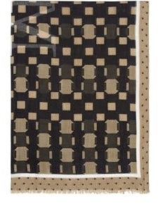 Marc O'Polo Herren Schal mit Allover-Print Rechteckformat, Mehrfarbig (Multi/Deep Sand), One Size