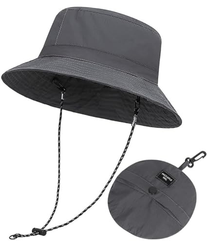 Rayson Fiskarhatt herr vikbar regnkeps vattentät unisex fiskarhatt hatt sommar UV-skydd keps cykling strand justerbar storlek, Grå, one size