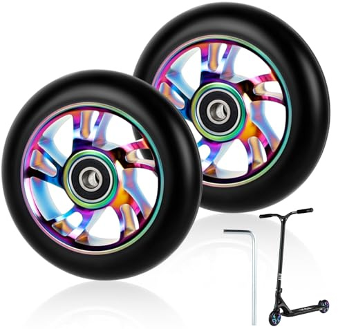 Ruedas de repuesto para scooter de 100 mm, con rodamientos ABEC-9, 100 x 24 mm, compatibles con la mayoría de patinetes de acrobacias y kick scooters