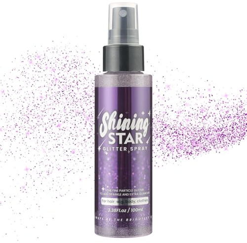 LOPHE Paillettes de Corps, Spray Paillette, Spray de Poudre Paillette, Poudre Scintillante Maquillag pour Visage, Corps, Cheveux, Halloween, Fête, Noël,Violet