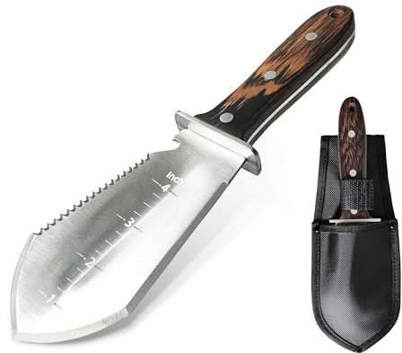 4-in-1 Hori Hori Garden Knife Heavy-Duty Small Gardening Trowel, for Quick Digging, Cutting, Weeding