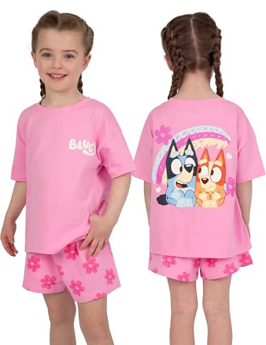 Bluey T-shirt Och Shorts Set För Flicka, Bingo Outfit För Flickor, Sommarkläder Flickor, Rosa 92